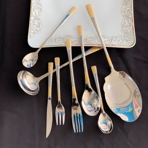 سرویس قاشق چنگال یونیک اصل آلمان 24 نفره 120 پارچه مدل آناناسی دو‌رنگ