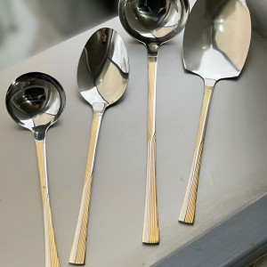 سرویس قاشق چنگال یونیک اصل آلمان 24 نفره 120 پارچه مدل راه راه دو‌رنگ