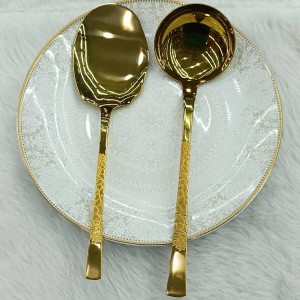 سرویس قاشق چنگال یونیک  24 نفره 120 پارچه مدل سنگی طلایی