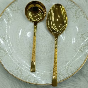 سرویس قاشق چنگال یونیک  24 نفره 120 پارچه مدل سنگی طلایی