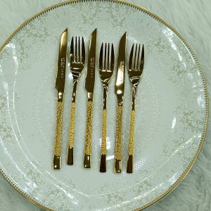 سرویس قاشق چنگال یونیک  24 نفره 120 پارچه مدل سنگی طلایی