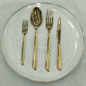 سرویس قاشق چنگال یونیک 24 نفره 120 پارچه مدل ناخنی طلایی