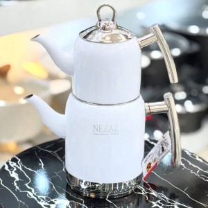 کتری قوری استیل نزاز سفید