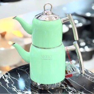 کتری قوری استیل نزاز سبز پاستیلی