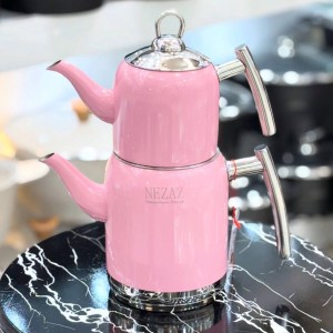 کتری قوری استیل نزاز صورتی