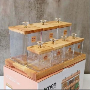 ست بانکه و ادویه کفه دار درب چوبی لیمون کد 2203