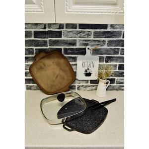 تابه گریل یونیک مدل مربع  کد 6017 سایز 32 مجموعه 3 عددی