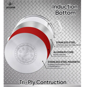 سرویس قابلمه و تابه استیل 10 پارچه لایف اسمایل مدل LIFEP12