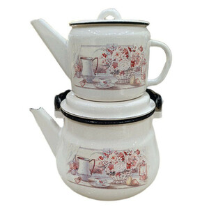 کتری و قوری مدل گل سرخ گنجایش کتری 2/5 لیتر گنجایش قوری 1 لیتر