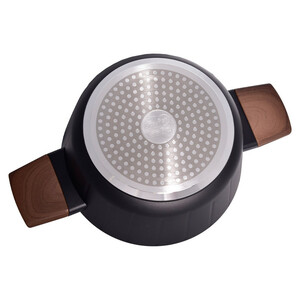 سرویس قابلمه و تابه 17 پارچه گرانیتی گری پن مدل دسته چوبی