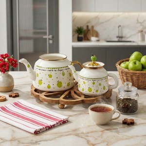 کتری قوری لعابی  طرح سیب miss betty