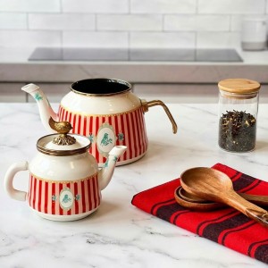 کتری قوری لعابی  طرح سیب miss betty