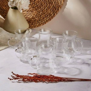 فنجان پیرکس چایخوری شیاردار رنگی sahin ترکیه