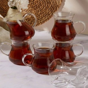 فنجان پیرکس چایخوری شیاردار رنگی sahin ترکیه