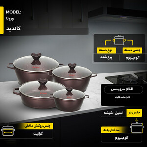 سرویس پخت و پز 8 پارچه کاندید مدل ورونا