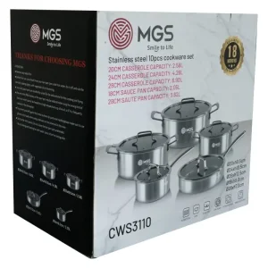 سرویس قابلمه 10 پارچه استیل کف لیزری کد CWS3110
