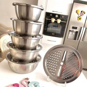 ست لگن ۶ پارچه استیل با رنده