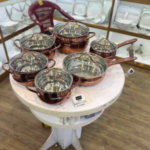 سرویس قابلمه ۱۲پارچه استیل مسی کرکماز