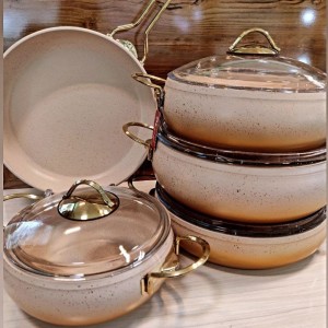  سرویس قابلمه 9 پارچه oz life کرم طلایی