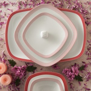 سرویس27پارچه چینی زرین-کواترو-6 نفره-مون بلان قرمز