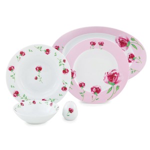 سرویس 28پارچه  چینی زرین پینک رز درجه یک