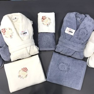  سرویس حوله۱۰تیکه ترک طرح نارمیلا مخمل ابریشمی طرحدار