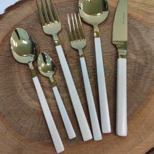 سرویس قاشق و چنگال سفید طلایی