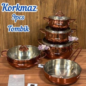 سرویس قابلمه استیل 9 پارچه مسی داخل استيل