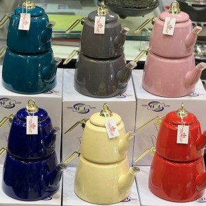 کتری قوری لعابی رنگی