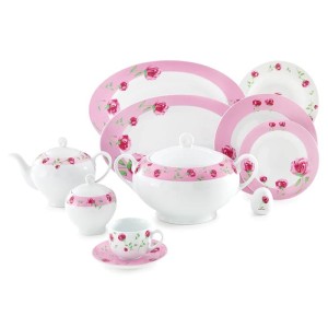 سرویس 102 پارچه چینی زرین 12 نفره-پینک رز