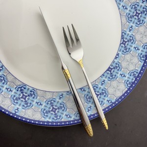 کارد چنگال استیل  نیم طلایی