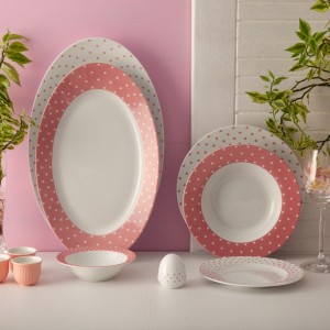 سرویس ۲۸ پارچه غذاخوری چینی زرین طرح ایتالیا اسپاتی