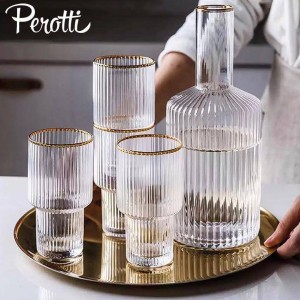 تنگ و لیوان پنج پارچه لاکچری لب طلایی