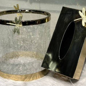 سطل و جا دستمال شیشه ایی