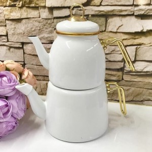 کتری و قوری لعابی پاچی سفید