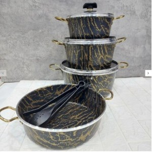 سرویس قابلمه 10 پارچه ماموت مدل ماربل طرح سنگ