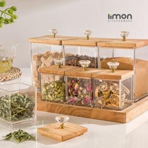 ست بانکه و ادویه کفه دار درب چوبی لیمون کد 2203
