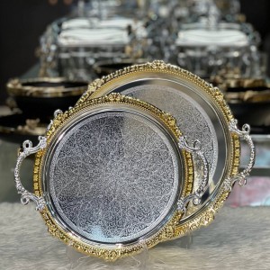 سینی گرد استیل ۲تیکه اماراتی