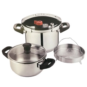 زودپز دوقلو کرکماز مدل 733 گنجایش 7 و 5 لیتر به همراه بخار پز