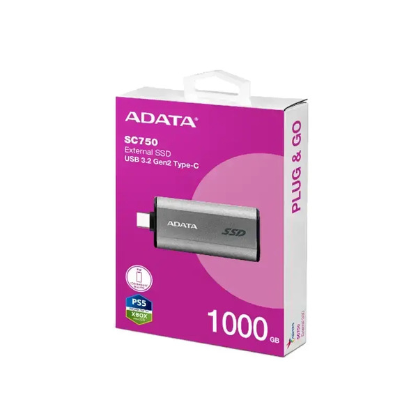 هارد اکسترنال ای دیتا مدل Adata SSD USB 3.2 Type-C SC750 با ظرفیت 1 ترابایت