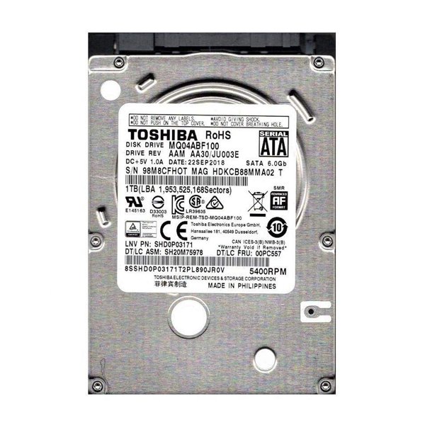 هارددیسک اینترنال نوت بوک توشیبا مدل MQ04abf100 ظرفیت 1 ترابایت (اکبند و پلمپ)