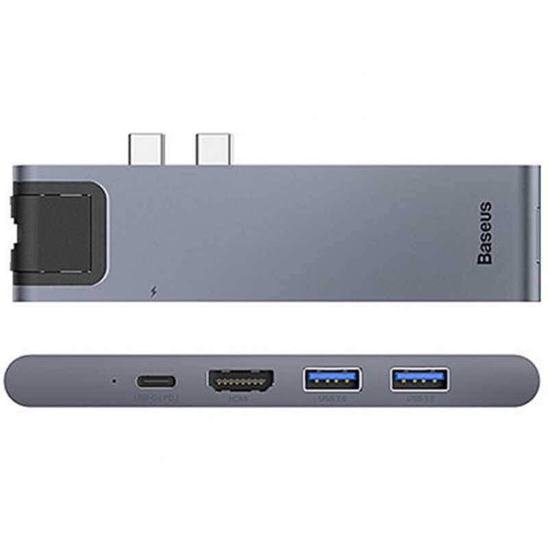 هاب 7 پورت تایپ سی بیسوس Baseus Thunderbolt 7 in 1 HUB 100W CAHUB-L0G