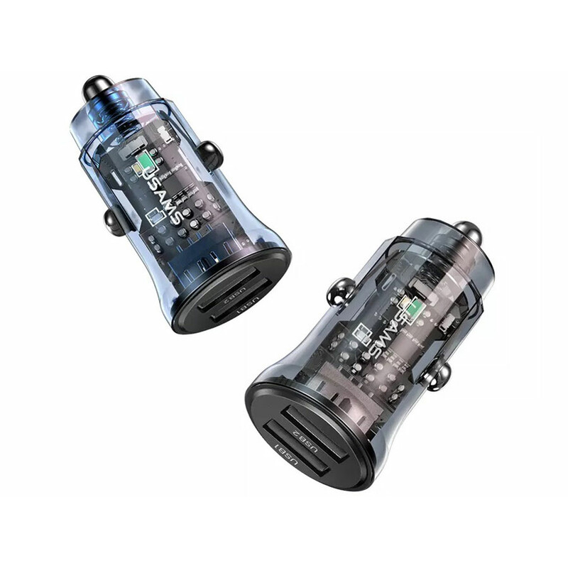 شارژر فندکی فست شارژ ماشین یو‌اس‌بی طرح شفاف یوسامز US-CC162 C31