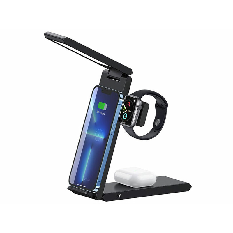 شارژر بی سیم 4 در 1 تاشوی رومیزی 15 وات همراه با چراغ یوسامز USAMS US-CD181 15W 4 in 1 Folding Desktop Wireless Charger