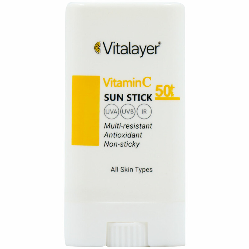 ضد آفتاب استیکی ویتالیر حاوی ویتامین سی با SPF50 بی رنگ مناسب انواع پوست 15 گرم