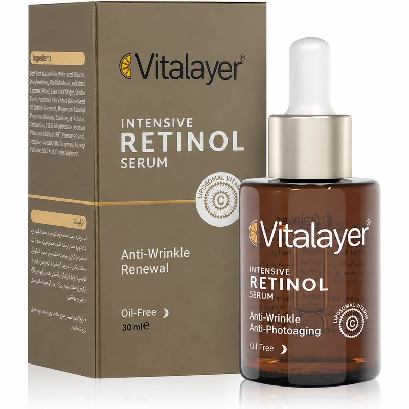 سرم قطره چکانی رتینول 0.5% ویتالیر مدل Intensive Retinol ضدچروک 30ml