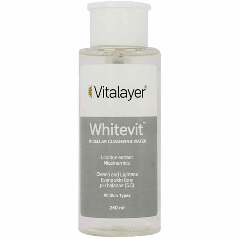 میسلار واتر ویتالیر مدل Whitevit مناسب انواع پوست حجم ۲۵۰ میلی لیتر