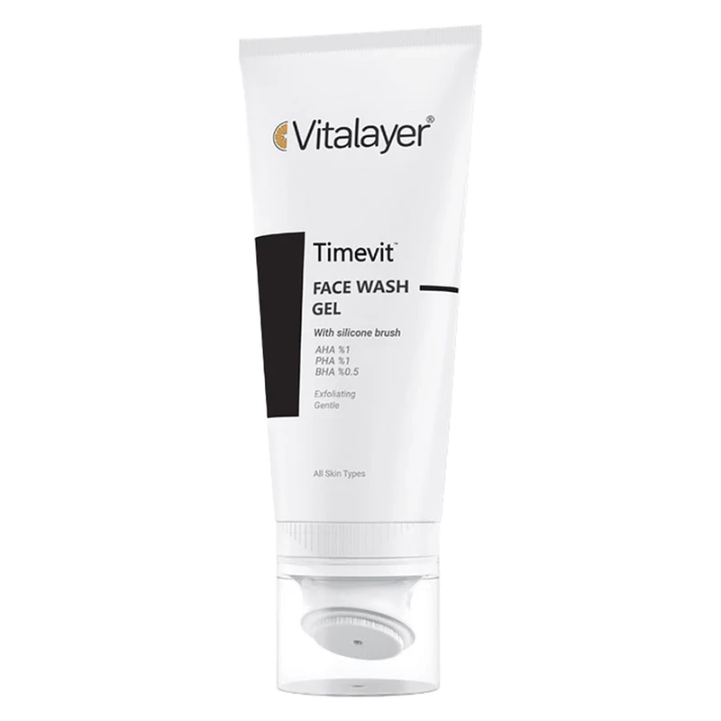 ژل شستشوی صورت ویتالیر مدل Timevit با براش سیلیکونی مناسب انواع پوست 200ml