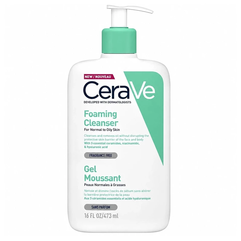 ژل شستشوی صورت سراوی CeraVe اصل مدل Foaming مناسب پوست نرمال تا چرب 473ml