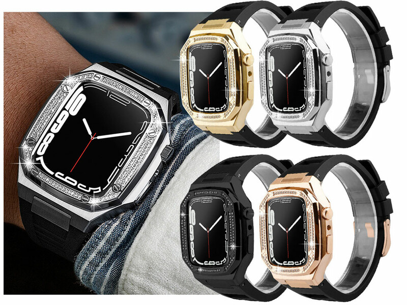 بند پلاستیکی اپل واچ 45 میلی‌متری کوتتسی Coteetci W81 AP Diamond+316L+Rubber Set Strap 22012 (45mm)